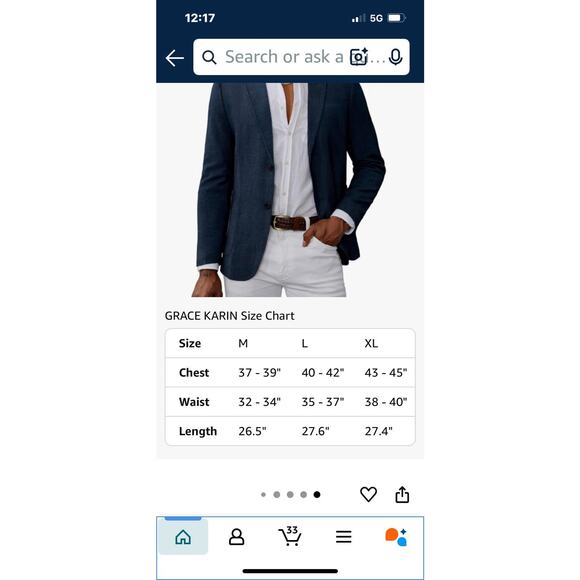 GRACE KARIN Men's Casual Blazer Suit Jackets 2 Button Lightweight Sport Coats XL - Picture 9 of 16